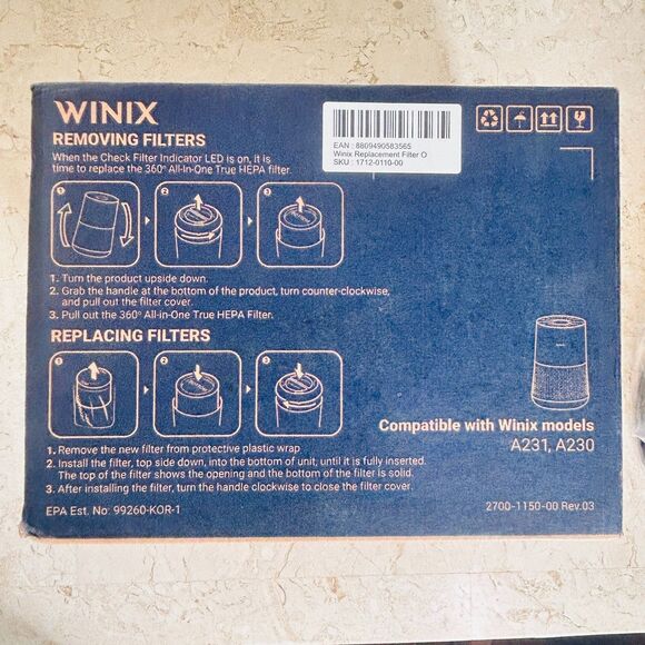 Winix Replacement Filter O 360° All-in-One True HEPA Fits Winix A231 A230 - Picture 5 of 7